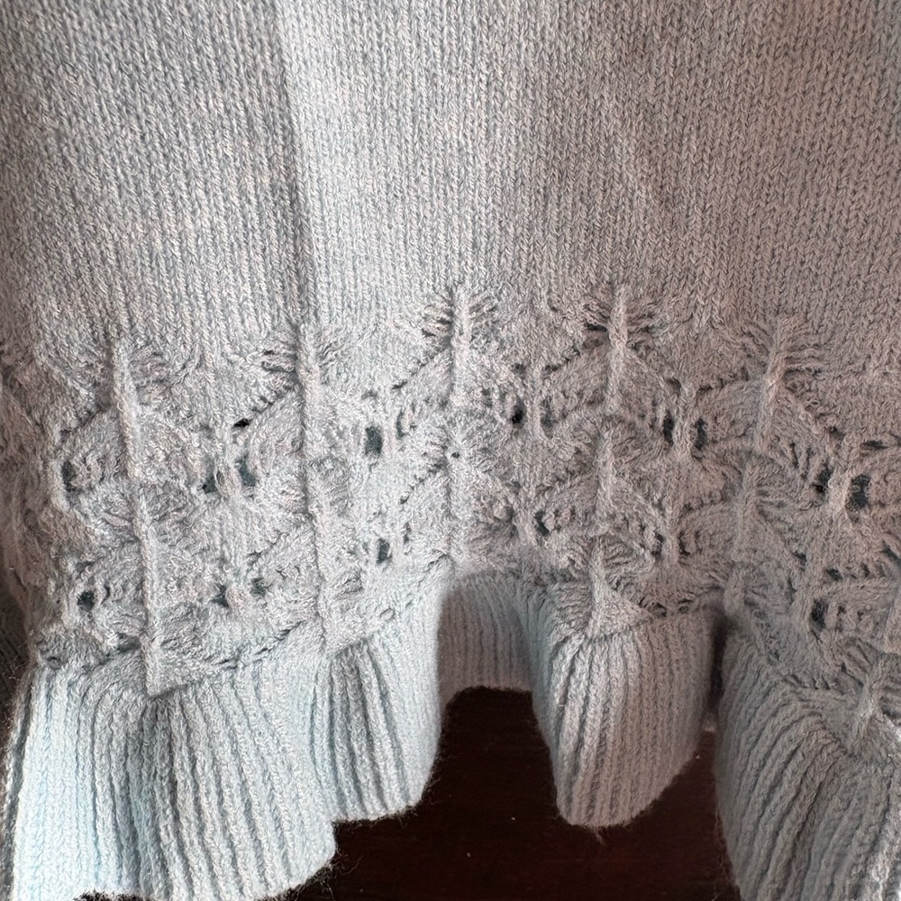 Light Blue Knit Top with Ruffle Detail - Picture 2 of 7